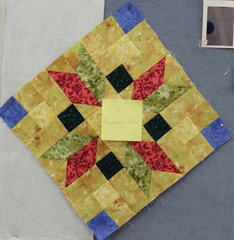 Jenny finished the last block in her quilt - she uses Post-it notes to track the names of the blocks